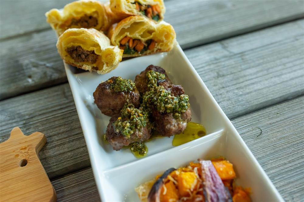 Meatballs with chimichurri sauce